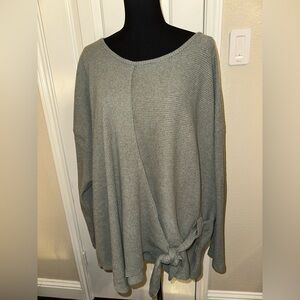 AnyBody Women’s Ribbed Faux Wrap Sweater Top 3X Tie Front Long Sleeve